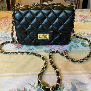 Quilted black leather small purse